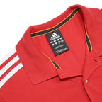 ADIDAS Mens Red Short Sleeve Plain S Cotton Blend Polo Shirt Sportswear