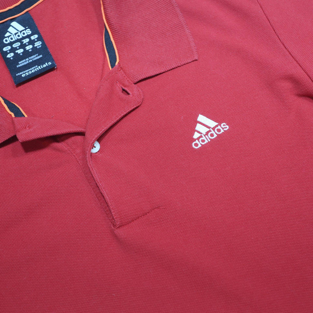 ADIDAS Mens Red Short Sleeve Plain S Cotton Blend Polo Shirt Sportswear