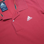ADIDAS Mens Red Short Sleeve Plain S Cotton Blend Polo Shirt Sportswear