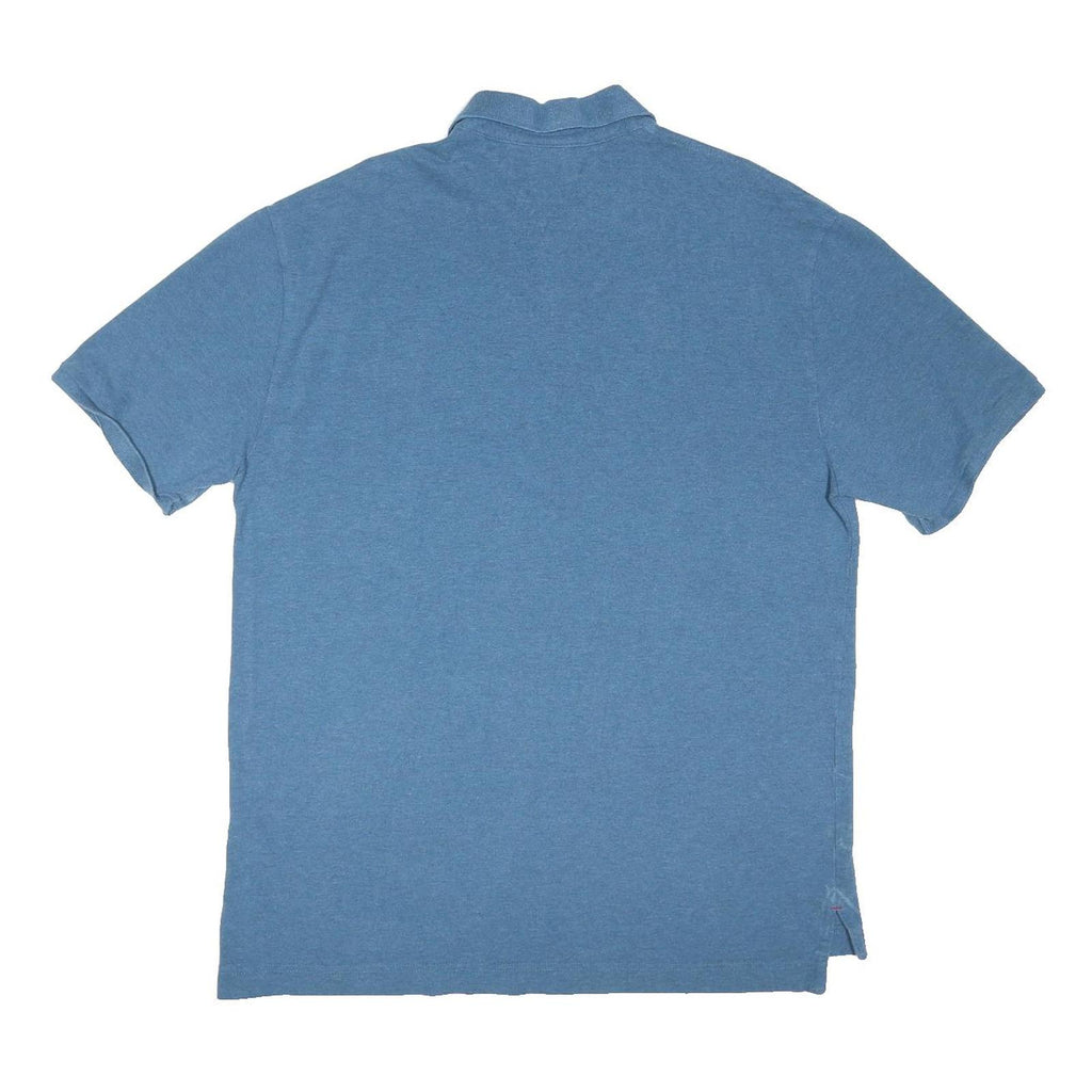 TOMMY HILFIGER Mens Blue Short Sleeve Plain XL Cotton Blend Polo Shirt Casual
