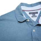 TOMMY HILFIGER Mens Blue Short Sleeve Plain XL Cotton Blend Polo Shirt Casual