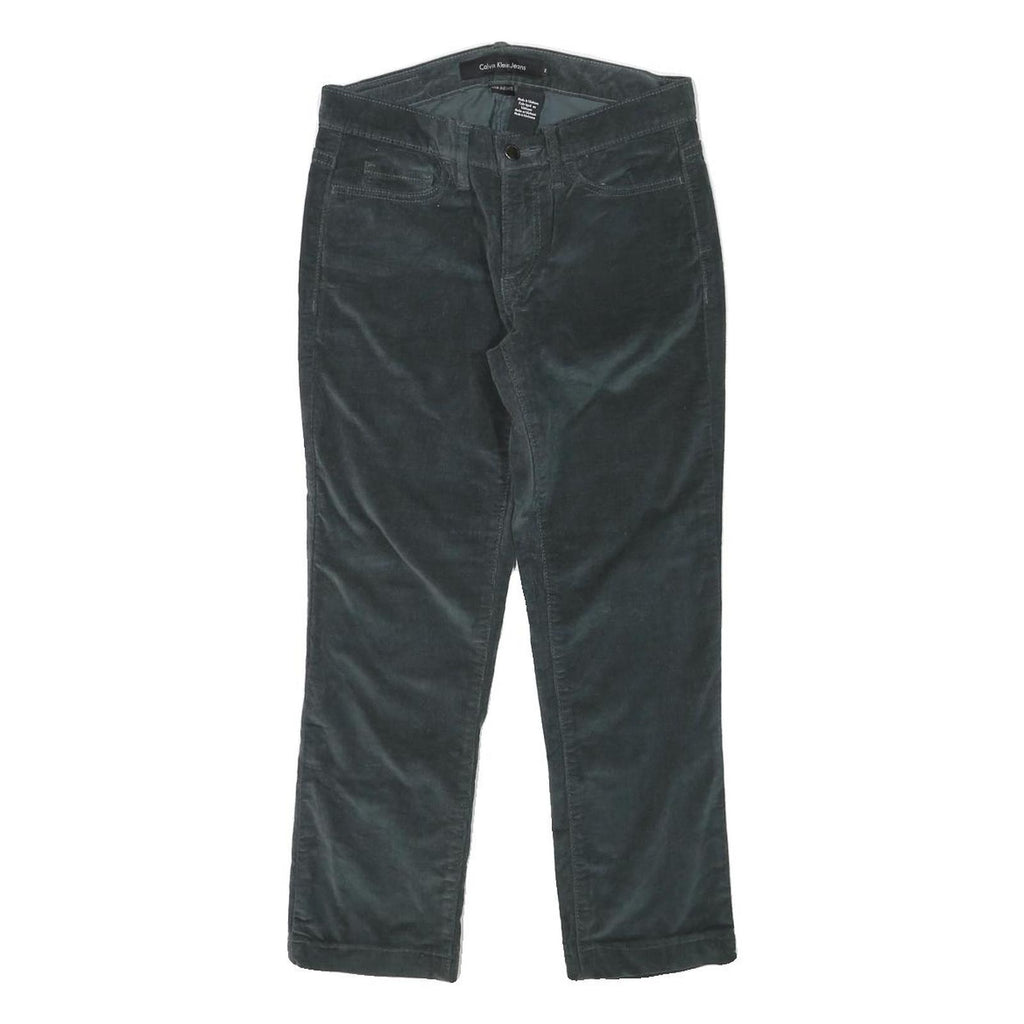 CALVIN KLEIN Womens Cotton Blend Black Regular Fit Straight Leg Trousers W26 L23