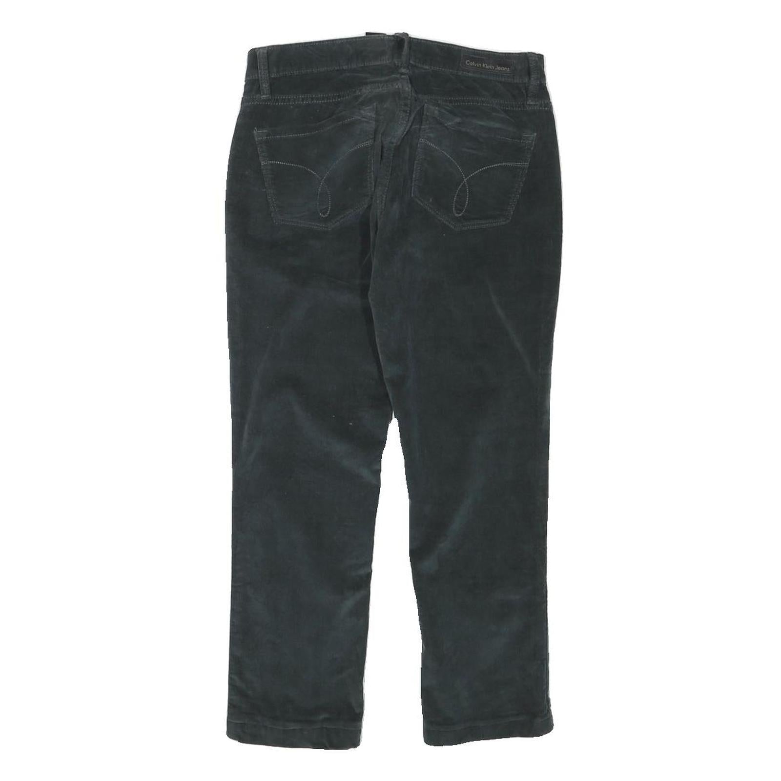 CALVIN KLEIN Womens Cotton Blend Black Regular Fit Straight Leg Trousers W26 L23