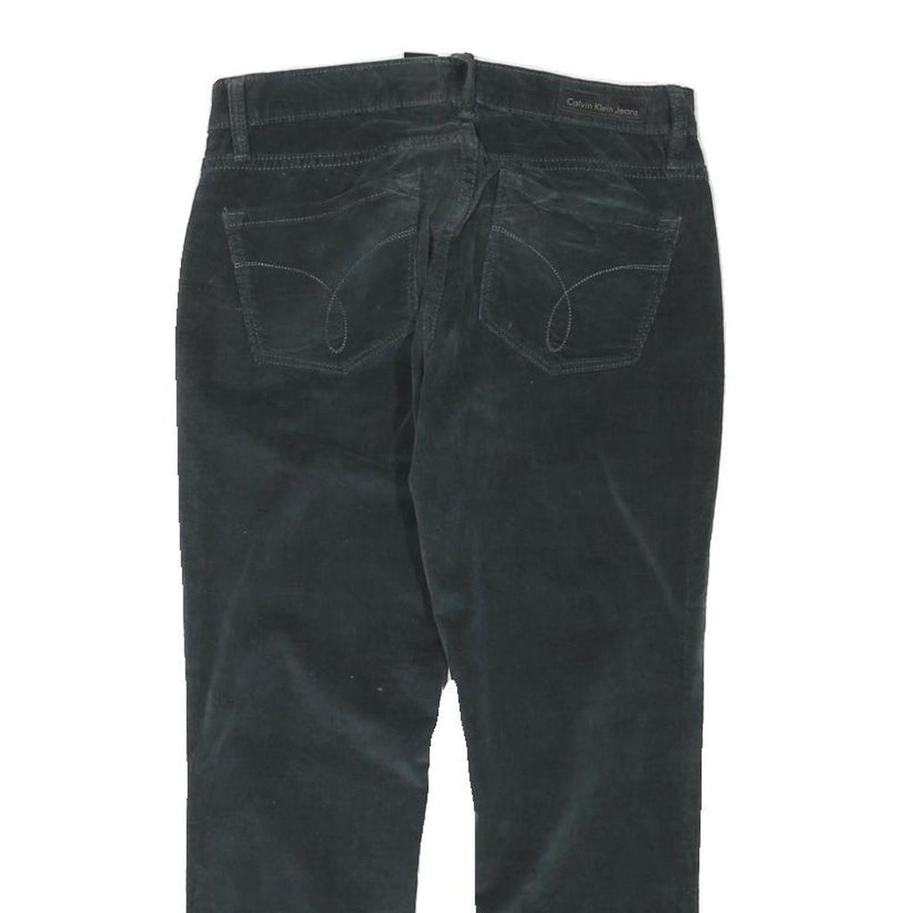 CALVIN KLEIN Womens Cotton Blend Black Regular Fit Straight Leg Trousers W26 L23