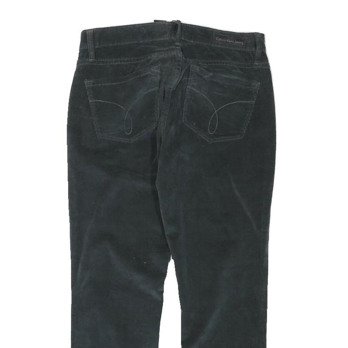 CALVIN KLEIN Womens Cotton Blend Black Regular Fit Straight Leg Trousers W26 L23