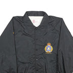 QUALITY SPORTSWEAR Mens Black Nylon Button Jacket L Plain Casual Lightweight