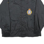 QUALITY SPORTSWEAR Mens Black Nylon Button Jacket L Plain Casual Lightweight