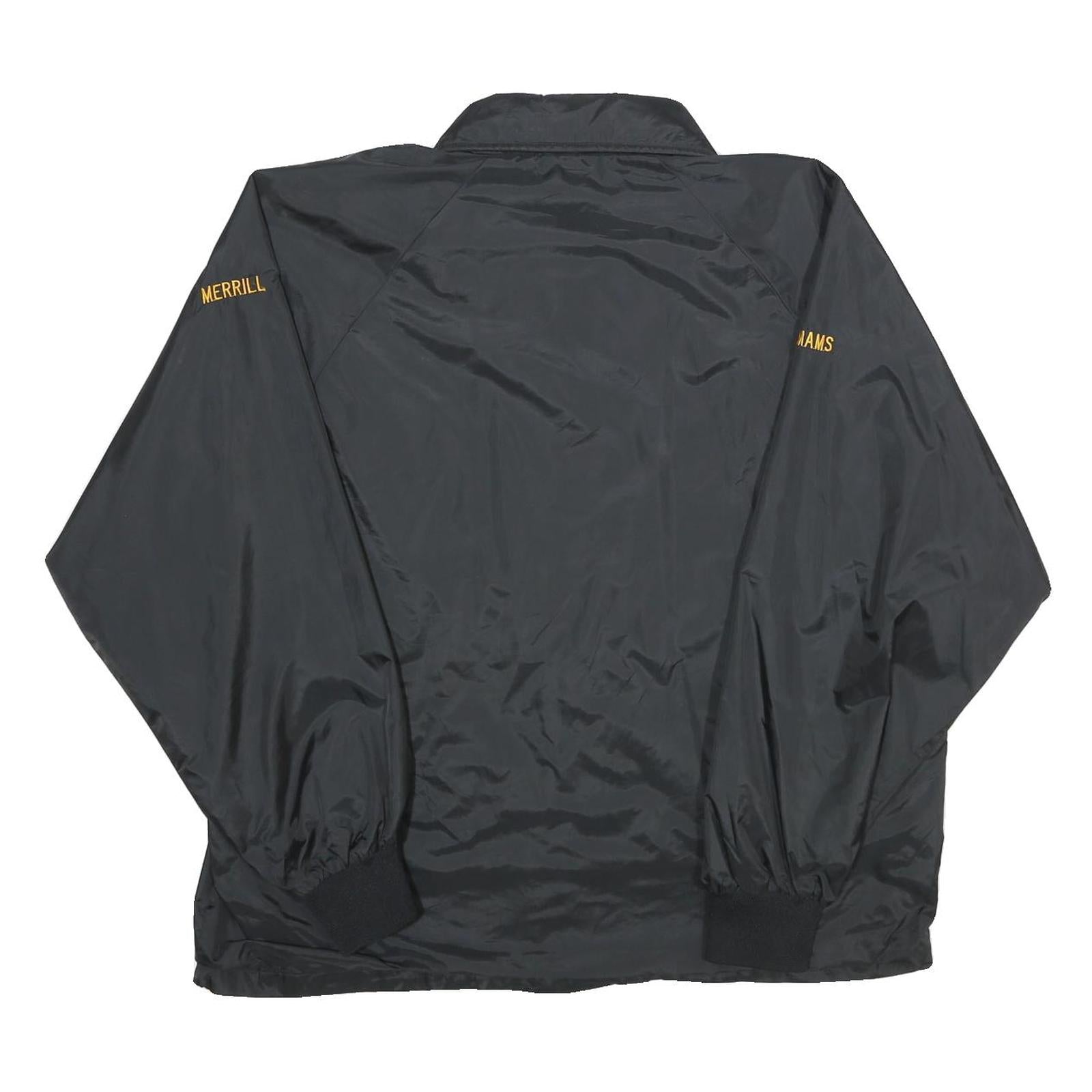 QUALITY SPORTSWEAR Mens Black Nylon Button Jacket L Plain Casual Lightweight