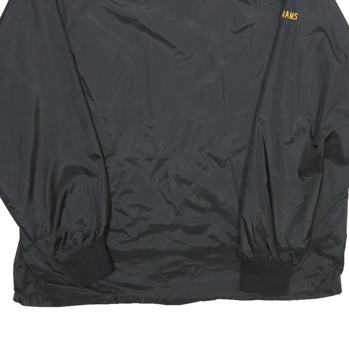 QUALITY SPORTSWEAR Mens Black Nylon Button Jacket L Plain Casual Lightweight