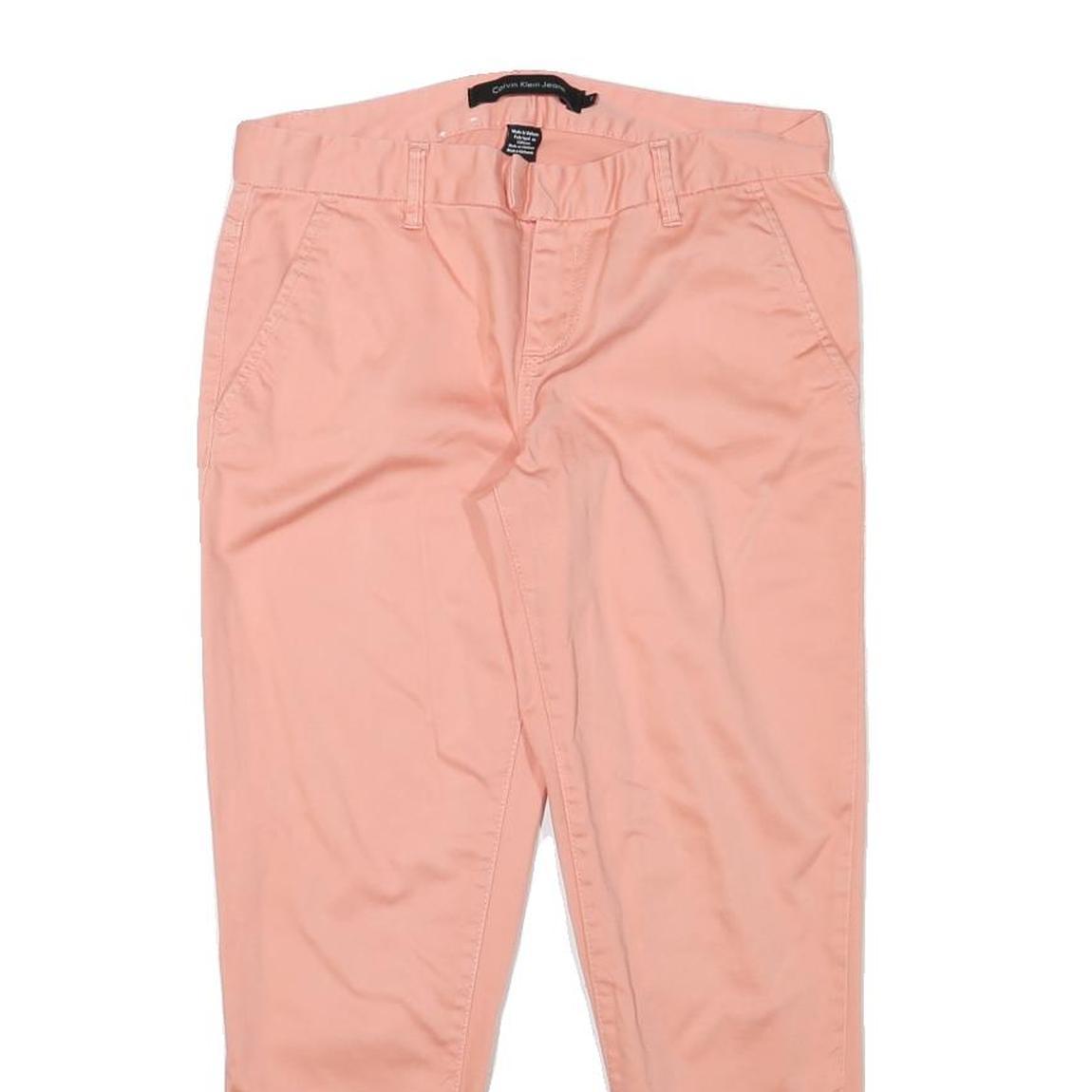 CALVIN KLEIN JEANS Womens Slim Peach Cotton Blend Trousers W29 L24 Casual Smart