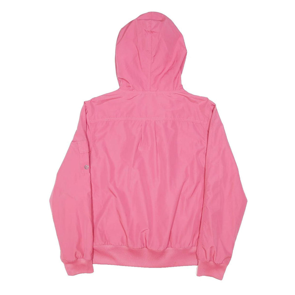 FILA Womens Pink Hooded Zip Jacket L Polycotton Plain Lightweight Sportswear