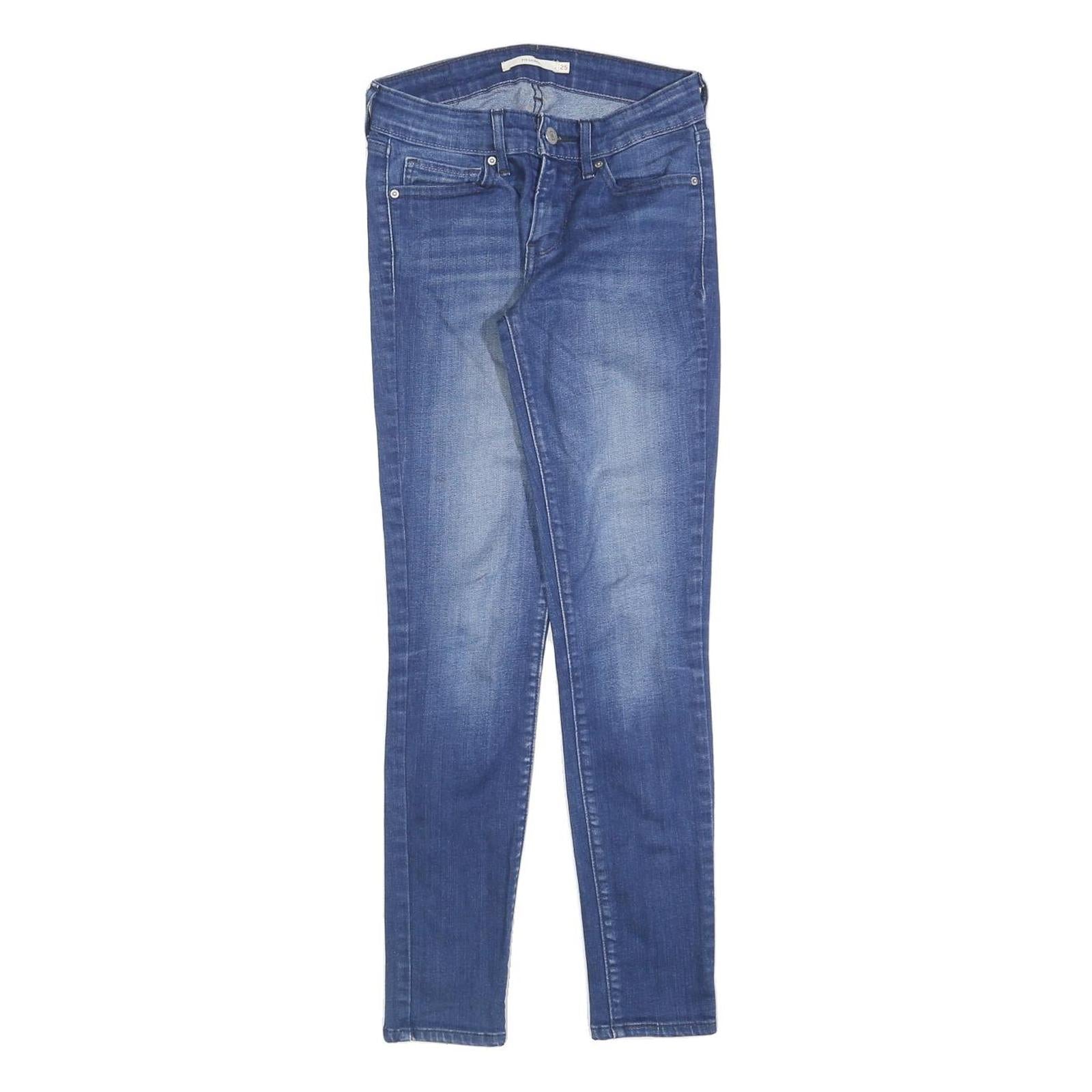 LEVI'S 711 Womens Slim Blue Denim Light W25 L27 Stretch Zip Skinny Jeans