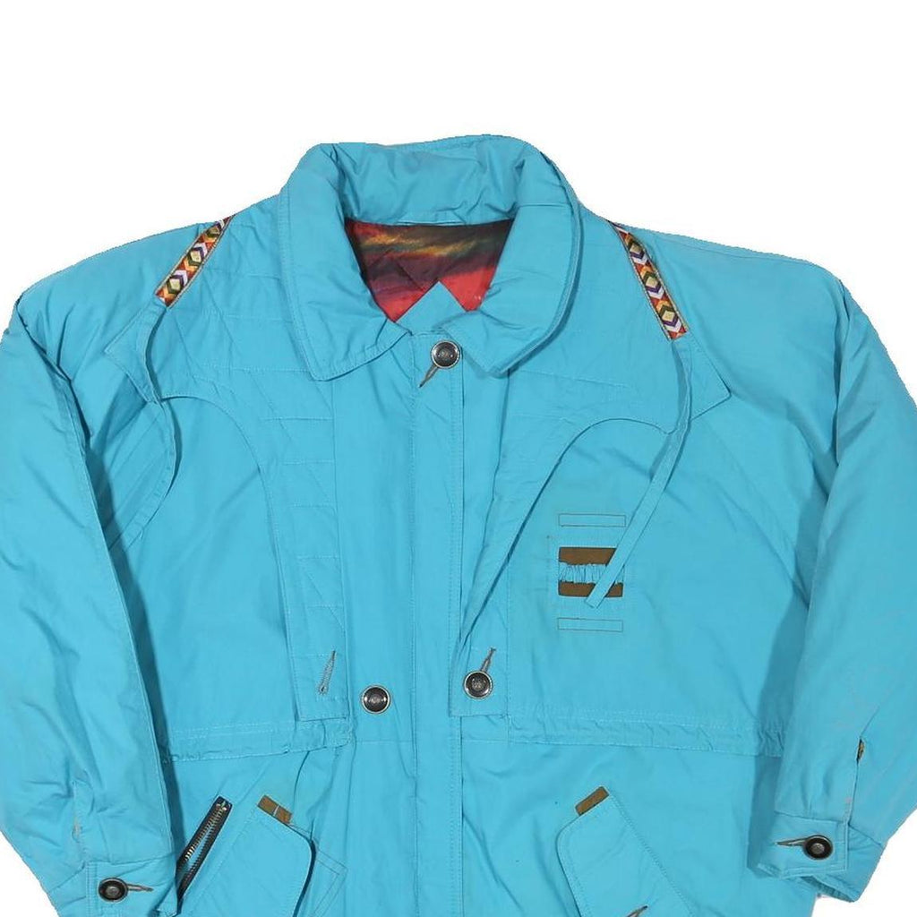 CHANGING Womens Blue Cotton Blend Zip Jacket M Embroidered Pattern Casual