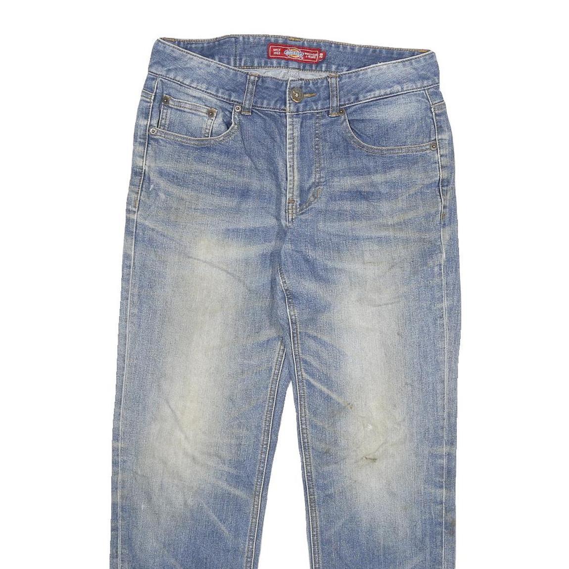 DICKIES Mens Slim Blue Cotton Blend Denim Jeans W28 L28 Classic Zip Pocket