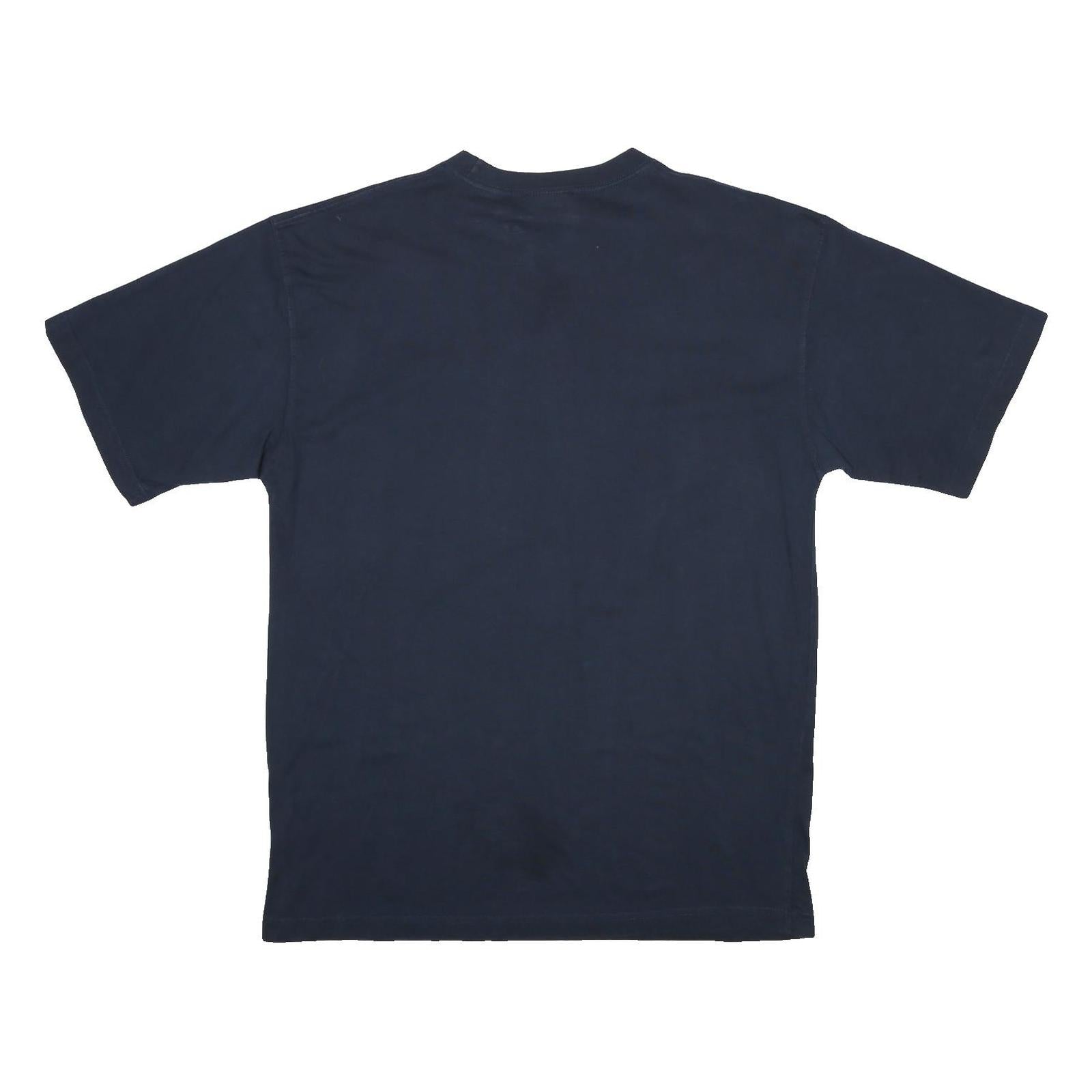 REEBOK Mens Navy Blue Logo Graphic T-Shirt L Short Sleeve Crew Neck Cotton