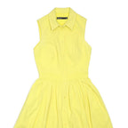 KAREN MILLEN Womens Yellow Cotton Blend Shirt Dress Sleeveless Midi UK 6