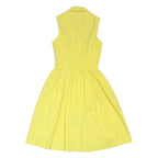 KAREN MILLEN Womens Yellow Cotton Blend Shirt Dress Sleeveless Midi UK 6