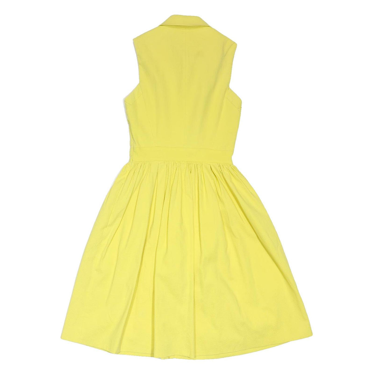 KAREN MILLEN Womens Yellow Cotton Blend Shirt Dress Sleeveless Midi UK 6