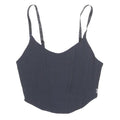 ELLE Womens Black Cropped Sleeveless V-Neck Top XS Cotton Blend Stylish