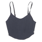 ELLE Womens Black Cropped Sleeveless V-Neck Top XS Cotton Blend Stylish