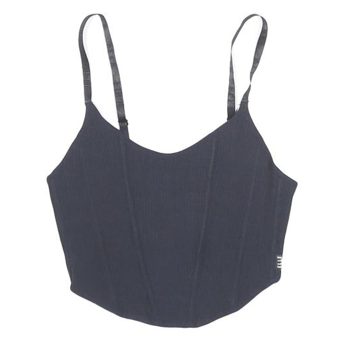 ELLE Womens Black Cropped Sleeveless V-Neck Top XS Cotton Blend Stylish