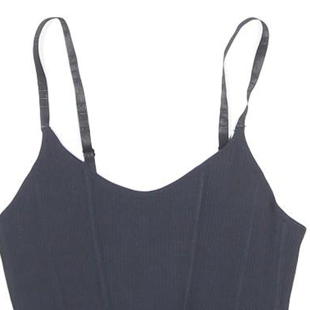 ELLE Womens Black Cropped Sleeveless V-Neck Top XS Cotton Blend Stylish