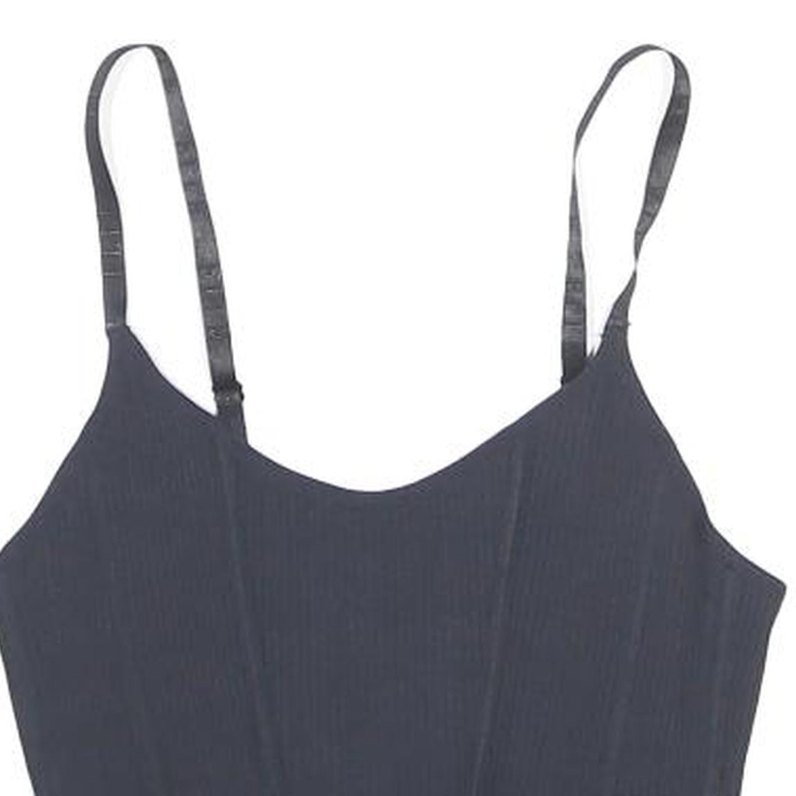 ELLE Womens Black Cropped Sleeveless V-Neck Top XS Cotton Blend Stylish