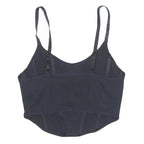 ELLE Womens Black Cropped Sleeveless V-Neck Top XS Cotton Blend Stylish
