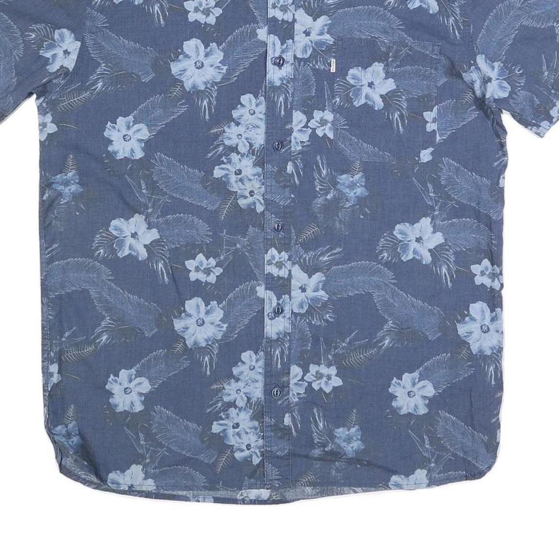 LEVI'S Mens Blue Floral Print Cotton Blend Shirt L Casual Summer Button