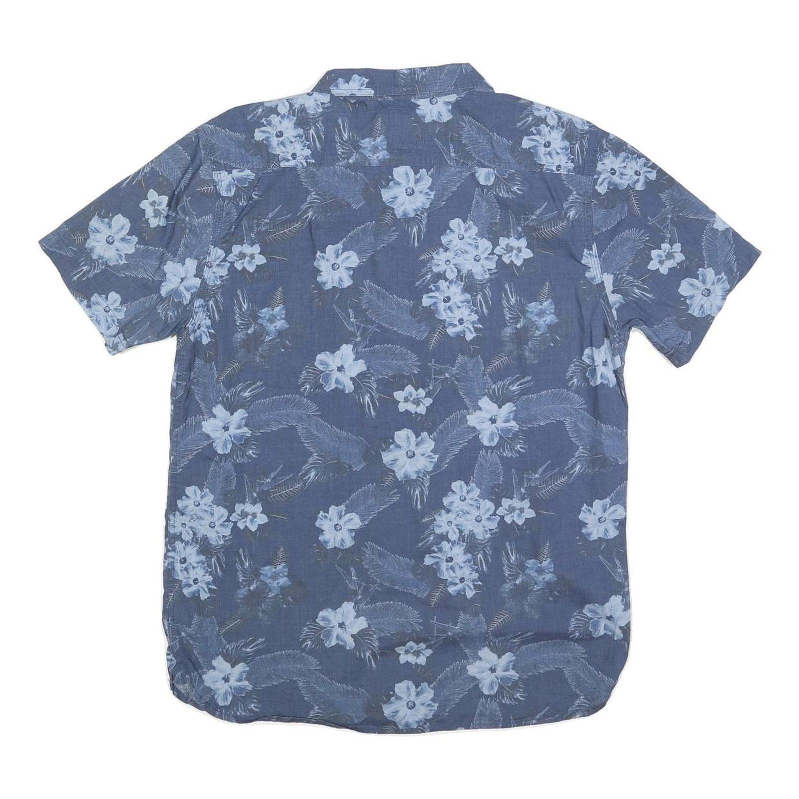 LEVI'S Mens Blue Floral Print Cotton Blend Shirt L Casual Summer Button