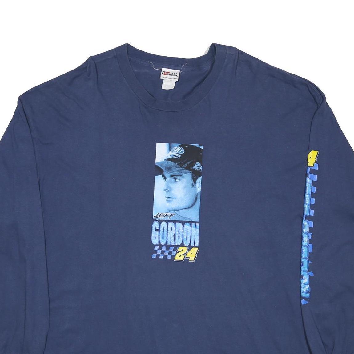 CHASE AUTHENTICS Mens Blue Jeff Gordon 24 Graphic T-Shirt 2XL Long Sleeve Crew