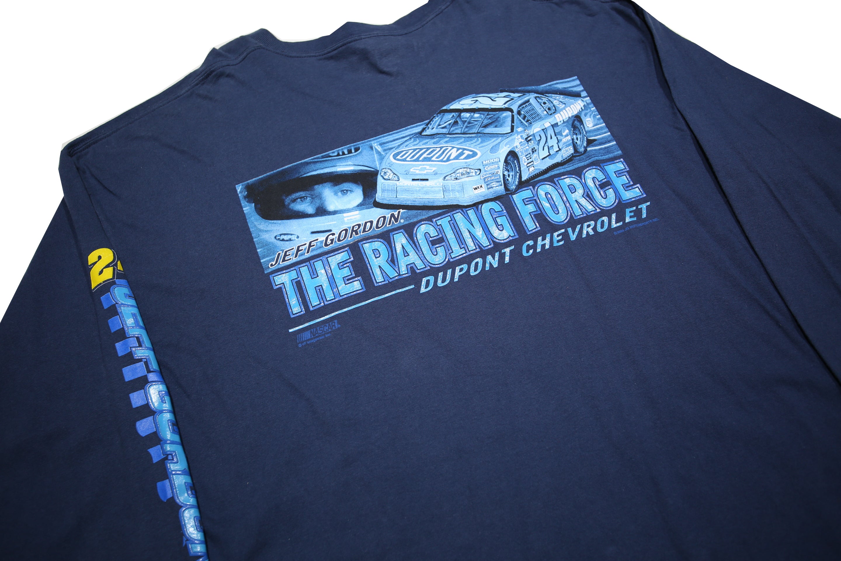 CHASE AUTHENTICS Mens Blue Jeff Gordon 24 Graphic T-Shirt 2XL Long Sleeve Crew