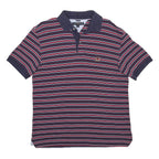 TOMMY HILFIGER Mens Blue & Red Striped Short Sleeve Polo Shirt M Cotton Casual