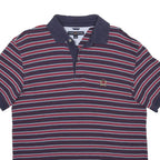 TOMMY HILFIGER Mens Blue & Red Striped Short Sleeve Polo Shirt M Cotton Casual