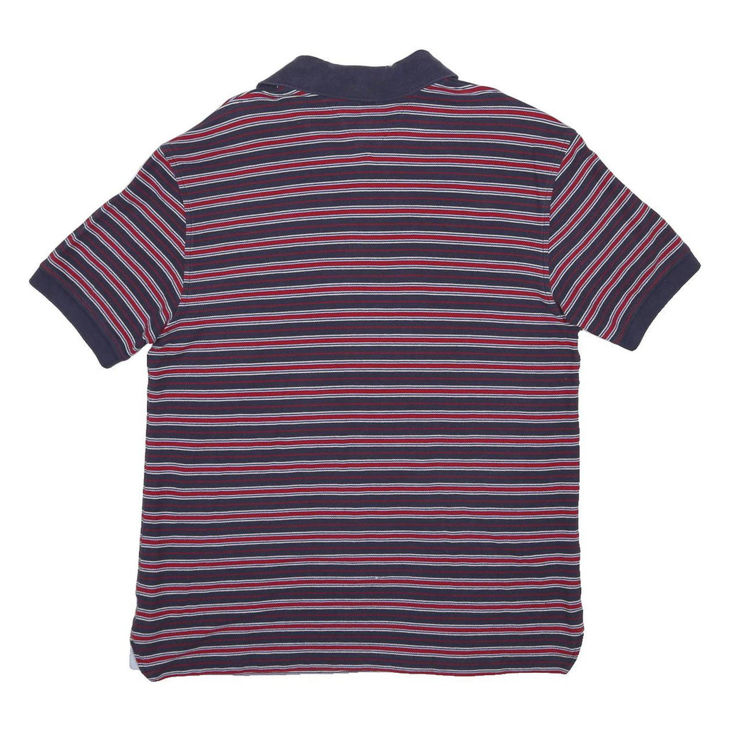 TOMMY HILFIGER Mens Blue & Red Striped Short Sleeve Polo Shirt M Cotton Casual