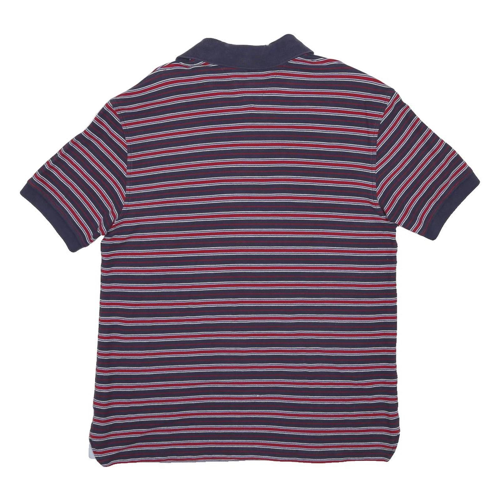 TOMMY HILFIGER Mens Blue & Red Striped Short Sleeve Polo Shirt M Cotton Casual