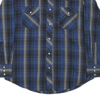 WRANGLER Mens Blue & Black Check Shirt L Western Style Long Sleeve Cotton Blend
