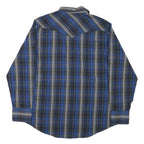 WRANGLER Mens Blue & Black Check Shirt L Western Style Long Sleeve Cotton Blend