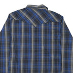 WRANGLER Mens Blue & Black Check Shirt L Western Style Long Sleeve Cotton Blend