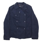 TOMMY HILFIGER Girls Navy Blue Double Breasted Cotton Blend Jacket L Button