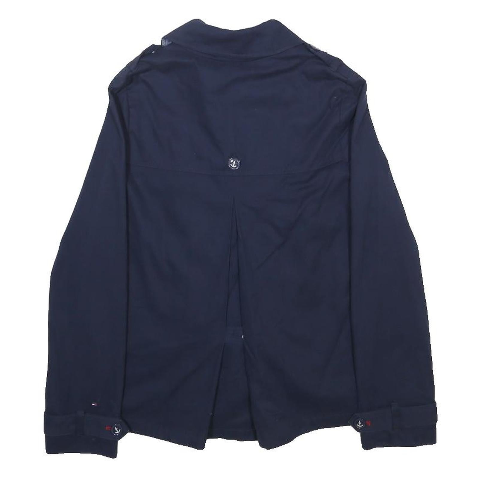 TOMMY HILFIGER Girls Navy Blue Double Breasted Cotton Blend Jacket L Button