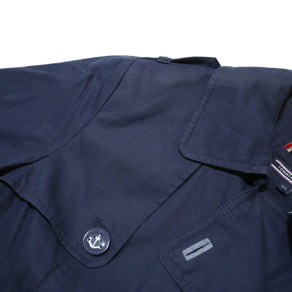 TOMMY HILFIGER Girls Navy Blue Double Breasted Cotton Blend Jacket L Button
