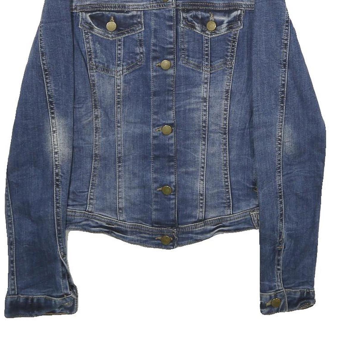 ZARA Womens Blue Denim Jacket M Cotton Blend Classic Casual Button Fastening