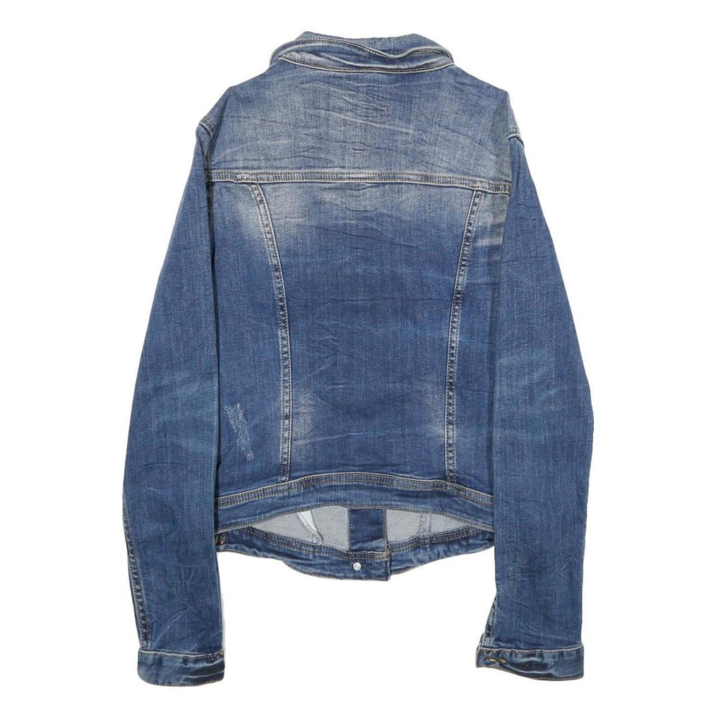 ZARA Womens Blue Denim Jacket M Cotton Blend Classic Casual Button Fastening