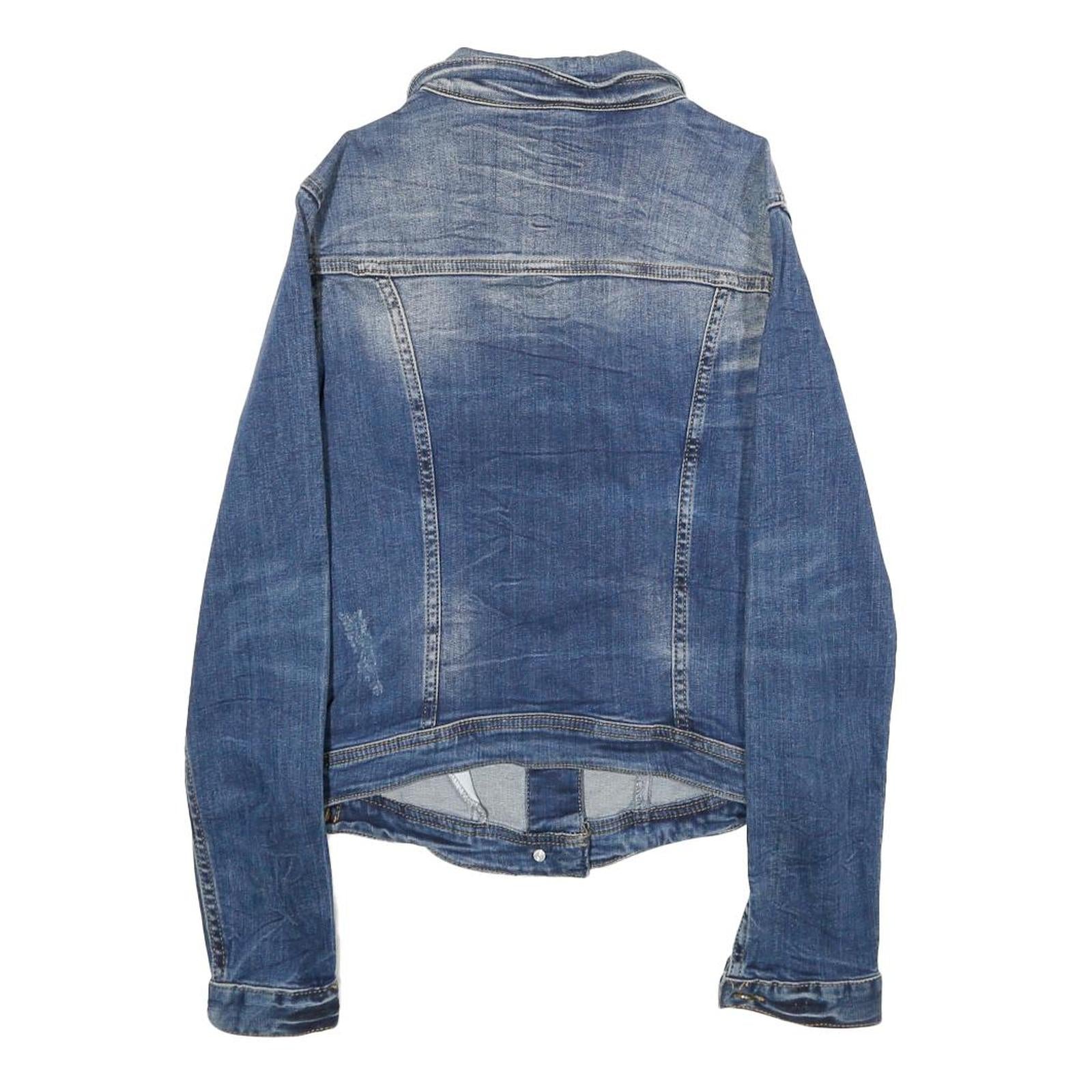 ZARA Womens Blue Denim Jacket M Cotton Blend Classic Casual Button Fastening