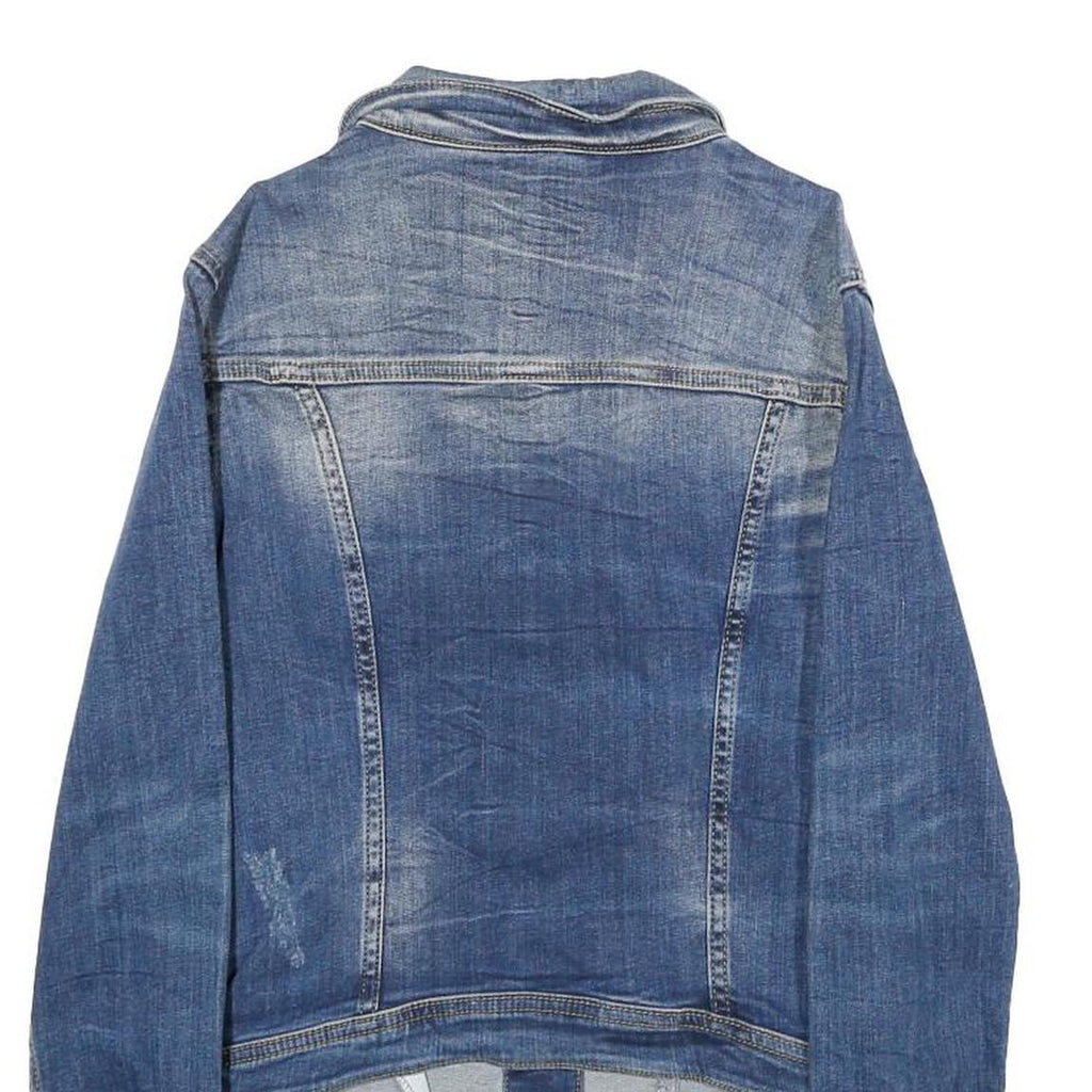 ZARA Womens Blue Denim Jacket M Cotton Blend Classic Casual Button Fastening