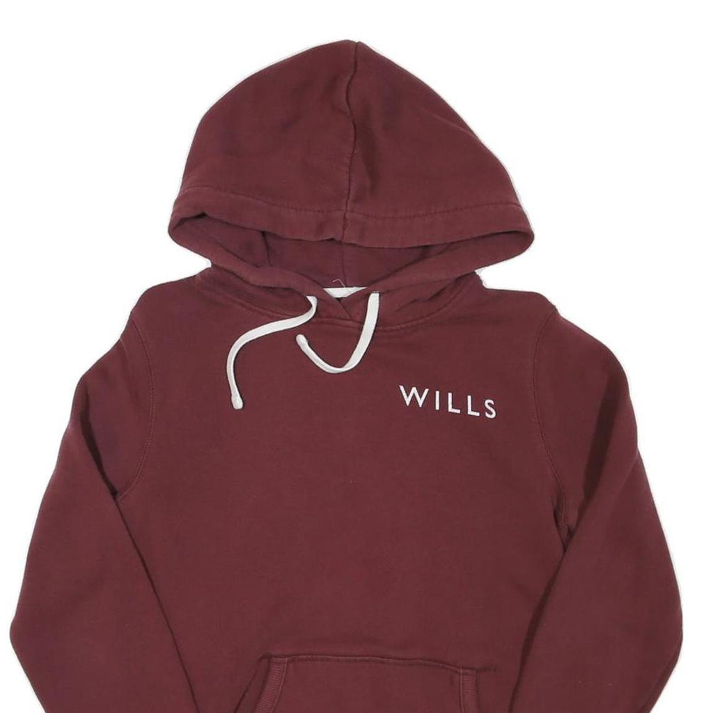 JACK WILLS Womens Maroon Hoodie UK 12 Pullover Cotton Blend Casual Hooded