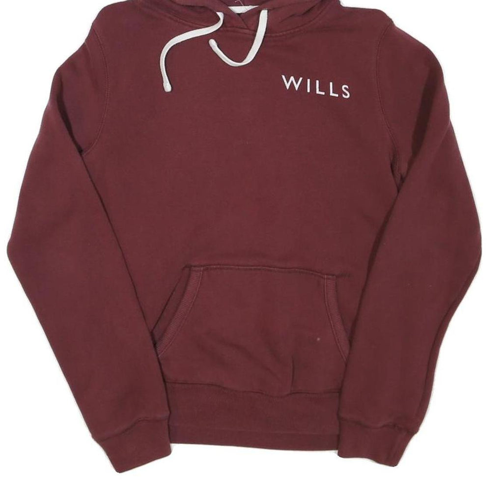 JACK WILLS Womens Maroon Hoodie UK 12 Pullover Cotton Blend Casual Hooded
