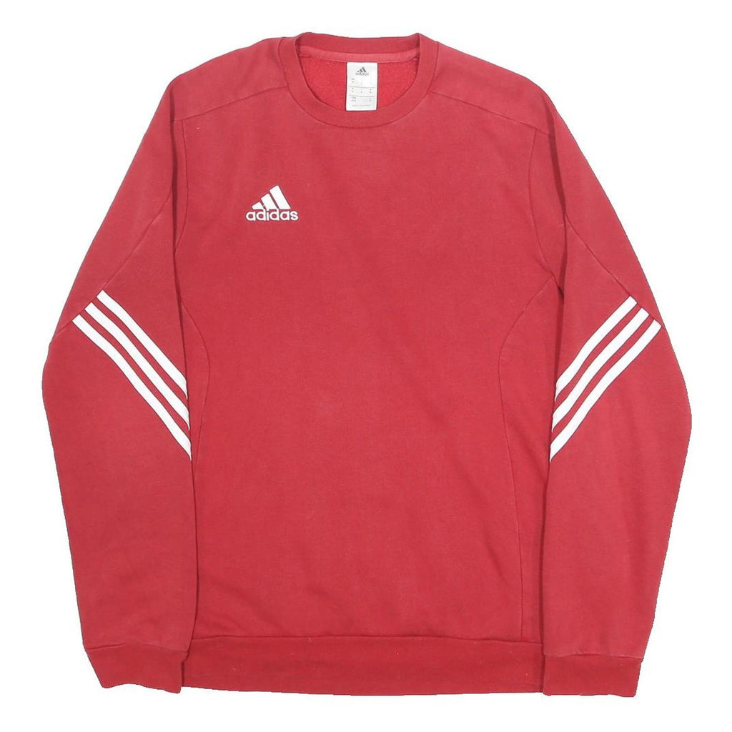 ADIDAS Mens Red Sweatshirt Crew Neck M Cotton Blend Three Stripes Sport
