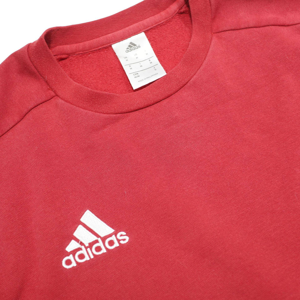 ADIDAS Mens Red Sweatshirt Crew Neck M Cotton Blend Three Stripes Sport